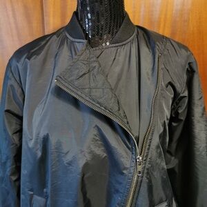 MADEWELL Black Diagonal Zippered Bomber Jacket 20”PTP